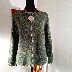 SOFT, Olive Green/Tan Sweater, Medium Size